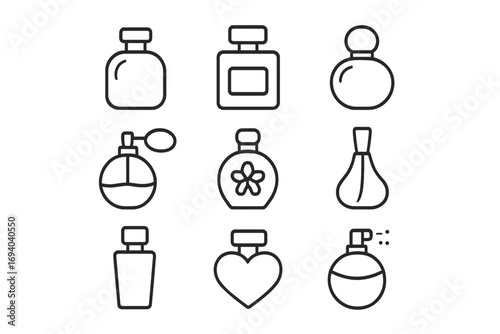 Minimalistic lamp luster light bulb outline icons collection for web graphic design apps banners social network cards vector linear pictogram set