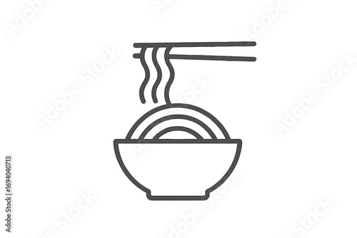 Ramen noodle soup bowl with chopsticks thin line icon. Vector for Asian, Chinese, Japanese food. Hot meal concept. Ideal for restaurant logos, menus, websites, and apps.