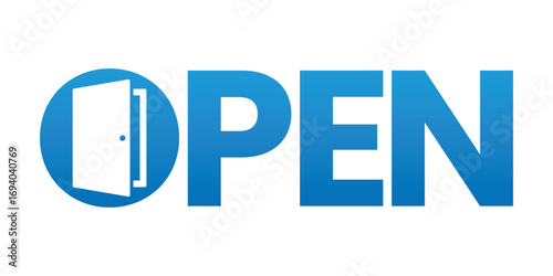 A simple and clean open door icon on a white background. The image is perfect for any business or website needing a clear and concise symbol. It is a vector graphic.