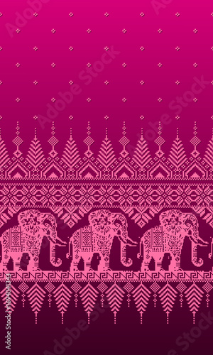 Elephant of Patronage, Continuous Pattern, Pixel Art