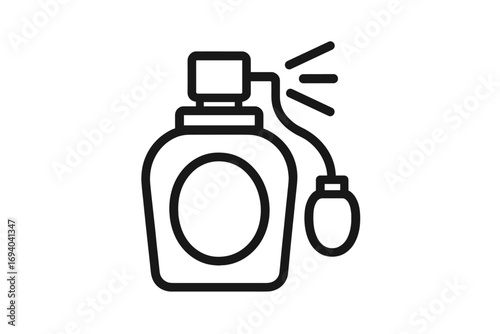 Perfume bottle line icon. Vintage fragrance atomizer spray symbol. Simple outline vector illustration for beauty, cosmetic, fashion, and spa concepts. Retro scent bottle.