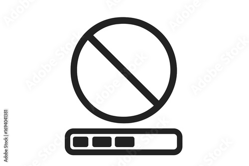 Pills prohibited line icon. No drugs allowed sign. Medication forbidden symbol. Vector illustration of a blister pack for anti-doping, addiction, health warning concepts.