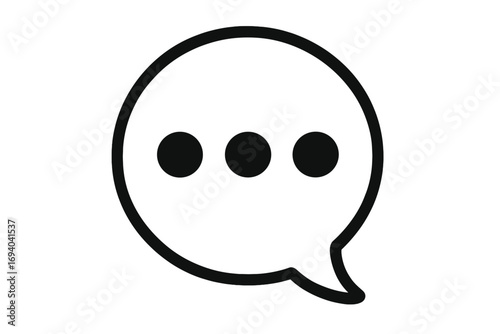 Typing icon in speech bubble with three dots. Chat message symbol. Dialogue, comment, communication sign. Thinking or waiting concept. Vector for web, mobile app, social media. Ellipsis.