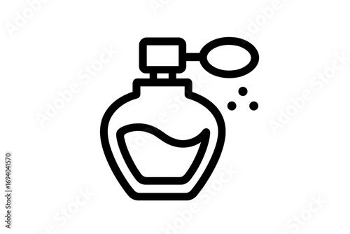 Perfume bottle outline icon. Vector line symbol for fragrance, scent, and beauty products. Simple pictogram for cosmetics, spa, and glamour concepts. Isolated on white.