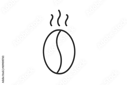 Coffee bean vector line icon. Roasted coffee simple graphic symbol. Hot steaming coffee for cafe menu or logo. Espresso, caffeine, morning drink abstract illustration.
