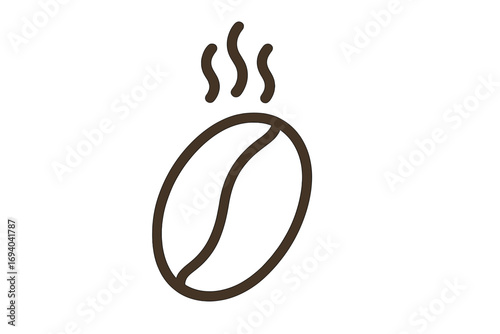 Roasted coffee bean line icon. Hot aromatic caffeine symbol. Simple vector logo for coffee shop, cafe, and packaging design. Morning energy drink, espresso beverage.