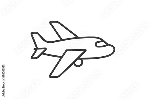 Minimalistic linear airplane icon, plane vector illustration for web design, apps, banners, social media, cards, travel concept, simple aircraft symbol