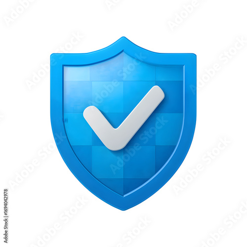 Security shield with checkmark isolated on transparent background