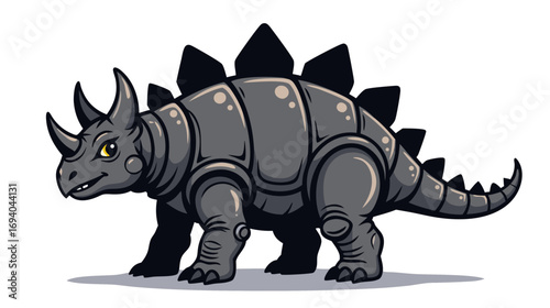Cartoon dinosaur stegosaurus character in a playful pose  