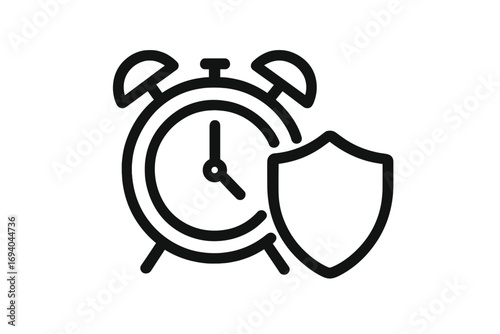 Minimalistic teeth near shield outline icon, dental protection concept, oral hygiene, dental care symbol for web, apps, banners, social media, vector cartoon illustration