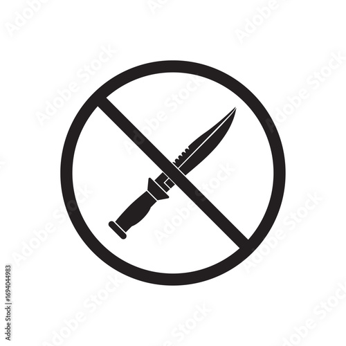 flat icon vector of prohibition sign for carrying sharp weapons