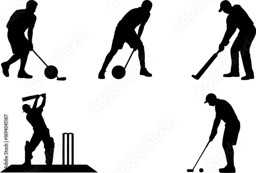 Silhouettes of athletes engaged in various sports, showcasing dynamic action and movement.