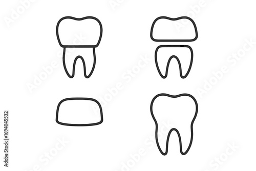 Minimalistic wisdom tooth thin outline icon, vector cartoon illustration, dental care symbol for web, app, banner, social media, healthcare, oral hygiene design