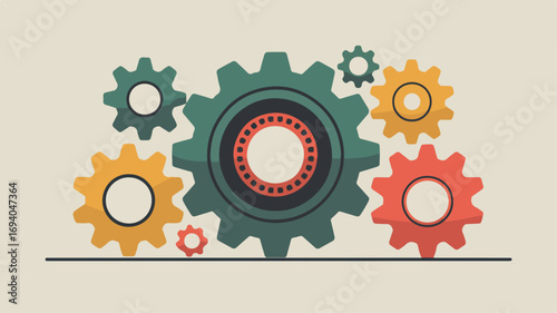 Gear Mechanism Illustration for Engineering and Technology