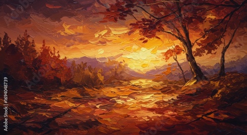 Abstract oil painting texture in autumn color palette background