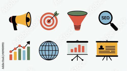 Marketing and Analytics Icons for Business Presentation