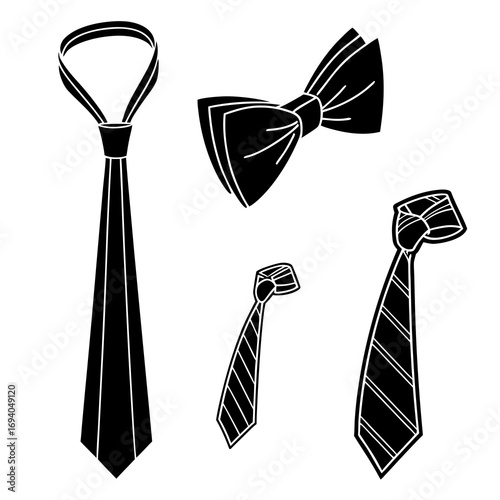 Black necktie bowtie silhouette collection formal wear