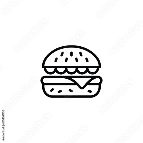 Simple outline icon of a classic cheeseburger