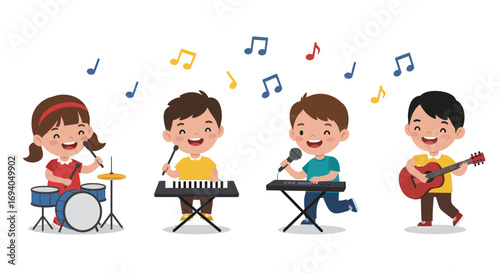 Children Playing Musical Instruments.