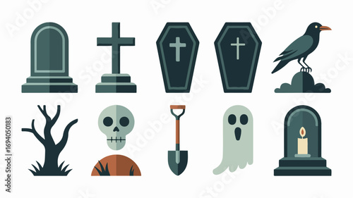 Halloween Cemetery Symbols Collection