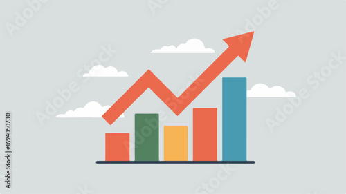 Bar chart with upward trend showing growth in data analysis