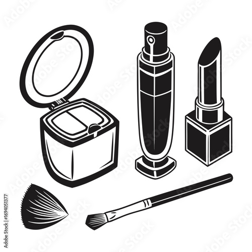 Cosmetic collection black silhouettes makeup cosmetics