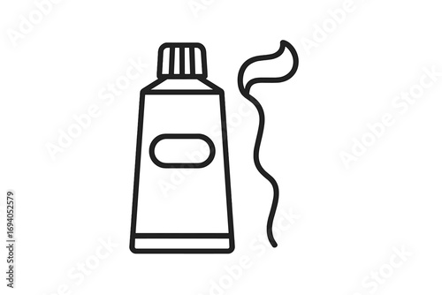 Minimalistic toothpaste tube icon with cream swirl, linear vector illustration for web design, apps, banners, social media, dental care, hygiene graphics