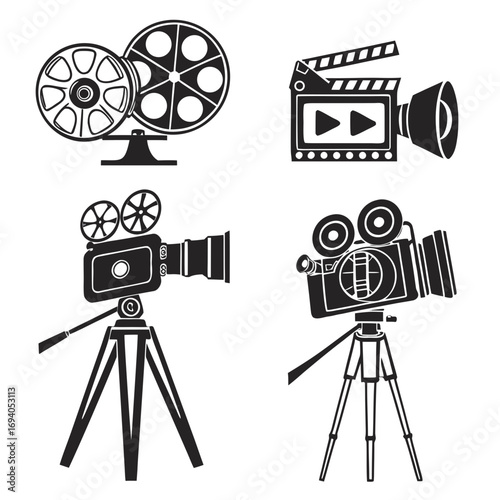 Film and camera icons film reel movie camera