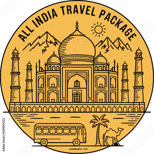 india's wonders all india travel package featuring taj mahal camel safari and bus tours vector