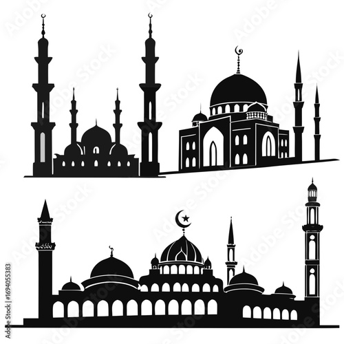 Islamic architectural silhouettes domes minarets mosque