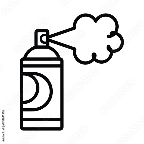 Stylized icon of a spray can emitting a cloud of mist