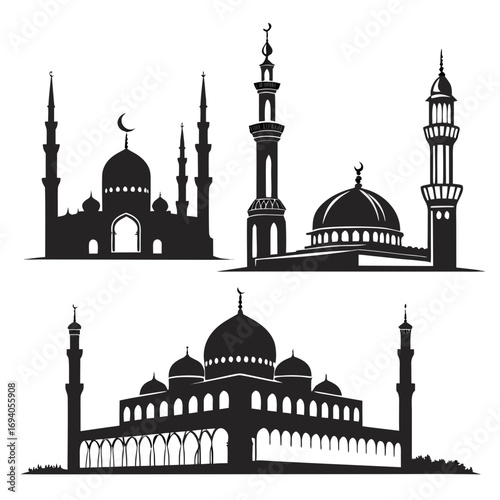 Islamic mosque architectural silhouettes Islamic architecture
