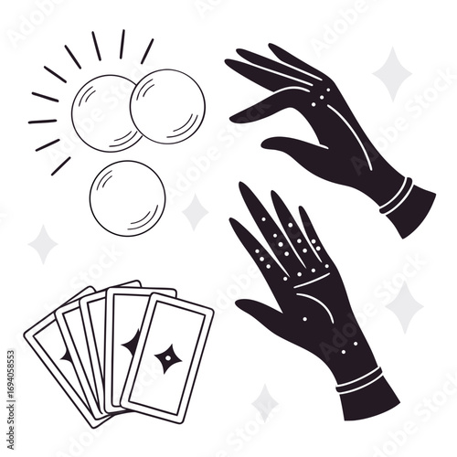 Psychic crystal balls and fortune telling cards psychic hands