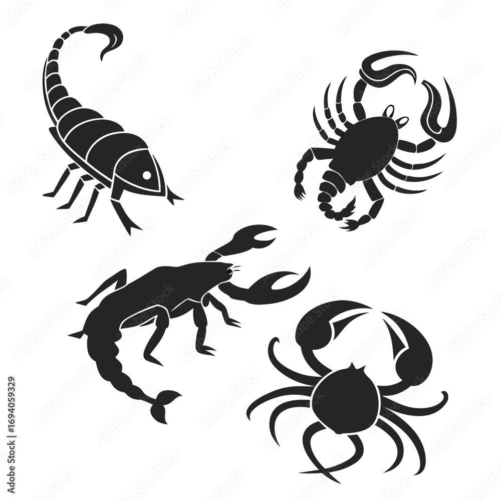 Obraz premium Scorpion crab lobster zodiac symbols astrology
