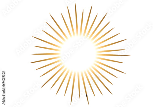 Golden Rays Radiant Sunburst Design Element on transparent background