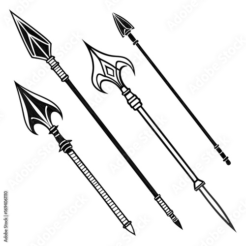 Tribal spear tips and shafts weapon