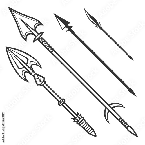 Tribal spear and arrow silhouettes weapon