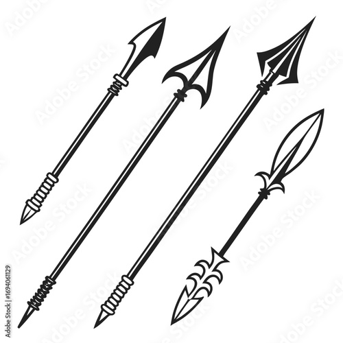 Tribal spear tips silhouettes arrow