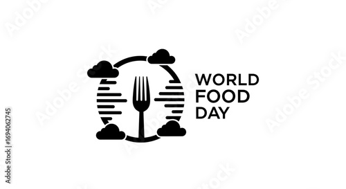 Global Food Day Symbol with Fork and Earth