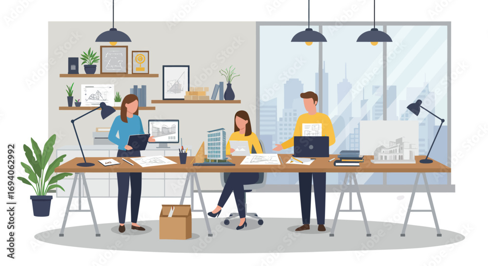 Fototapeta premium Team of professionals working together on a project in office.