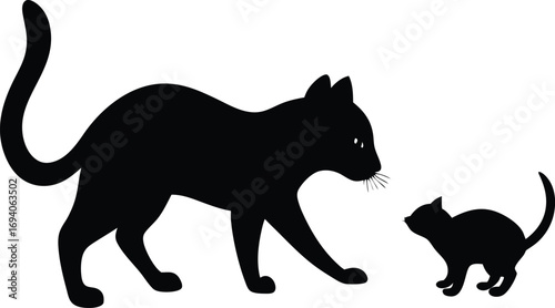 cat and dog silhouette on transparent backg