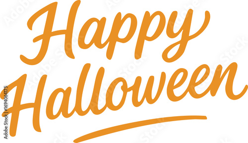 Halloween Themed Hand-lettered Typography Set with Festive Phrases and Icons (Pumpkin, Ghost, Bat, Witch Hat)