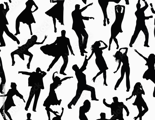 Dancing people silhouette