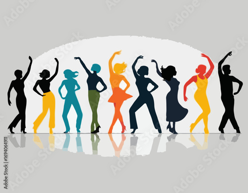 Dancing people silhouette