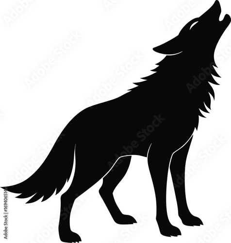 wolf  silhouette on transparent backg