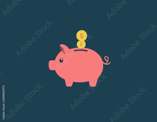 Piggy bank flat vector illustration