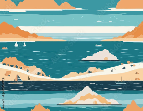 Seamless landscape with sea shore