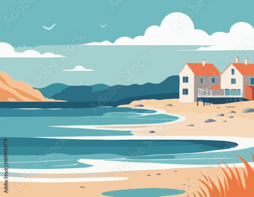 Seamless landscape with sea shore