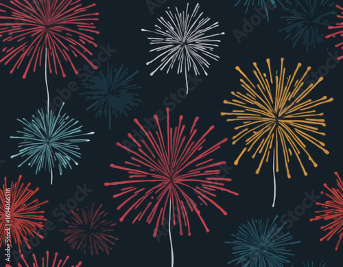 Hand drawn set of fireworks.