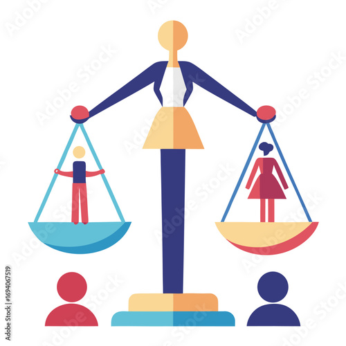 Scales of justice with human figure vector design
